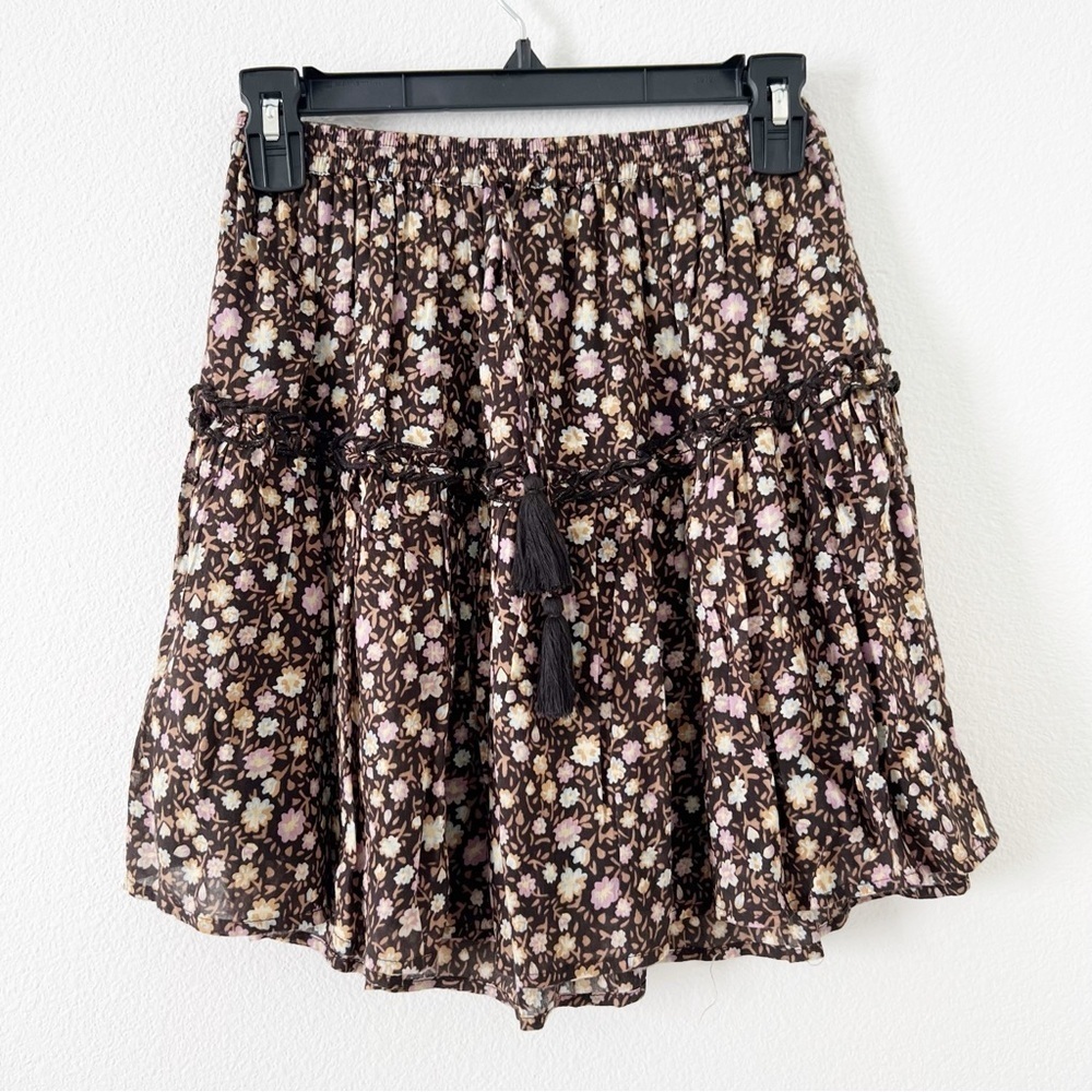 Spell & the Gypsy Collective Rae Floral Brown Mini Skirt Size XS